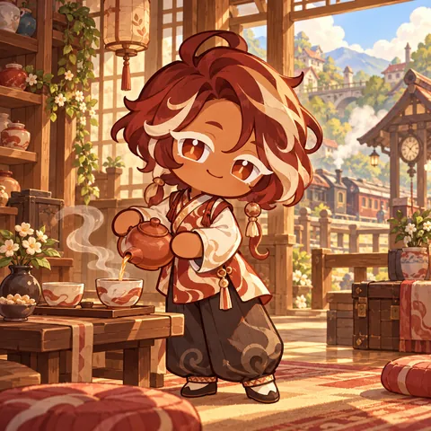 Marbled Rooibos Cookie, original character illustration
