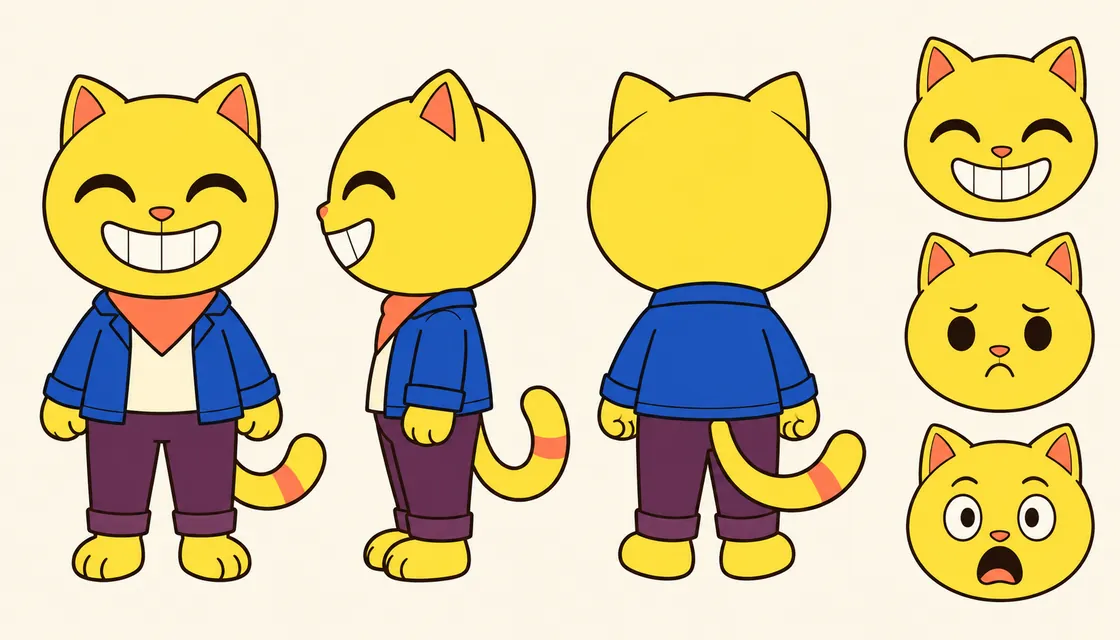 Zest Hiccup reference sheet with front, side and back views