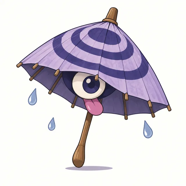 Kasaboo: A Ghost/Flying paper-umbrella creature that only appears on rainy days and hops on its one wooden handle