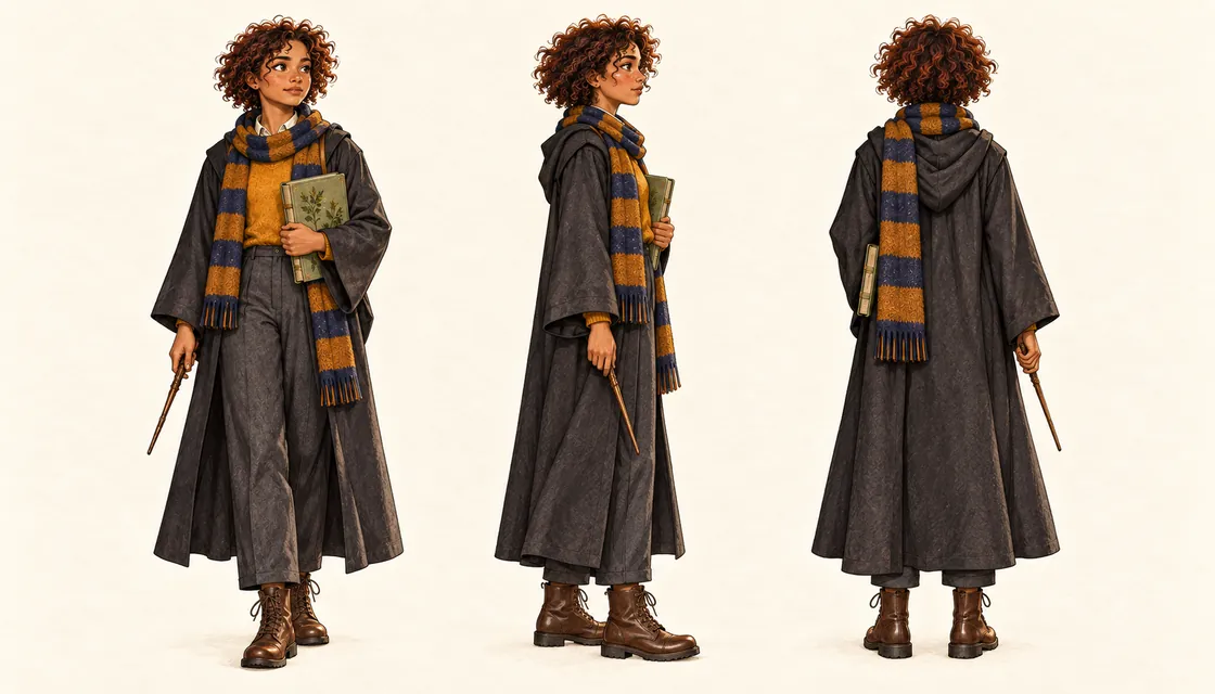 Iona Fenwick reference sheet with front, side and back views