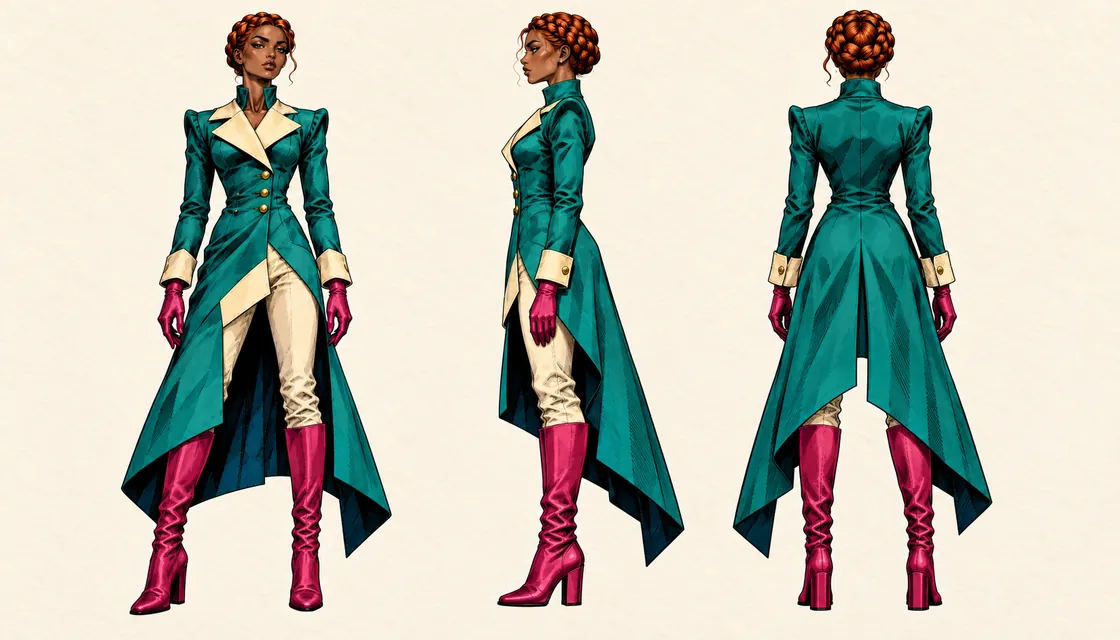 Jovana Jolmere reference sheet with front, side and back views