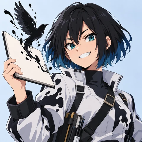 Noa Akabane, an original My Hero Academia OC with the Ink Familiar quirk