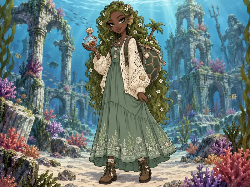 Shellby Mossgrove, a sea monster OC idea