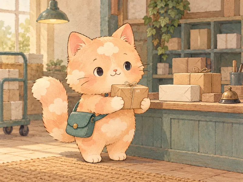 The cloud-pocket cat: round-faced cat parcel sorter